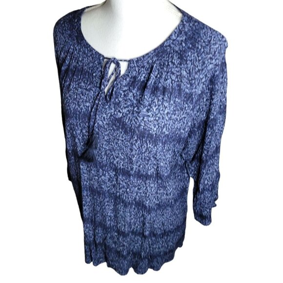 Christopher & Banks Blue Blouse‎ Womens XL Peasant Tie Lightweight Tassle - Picture 8 of 8
